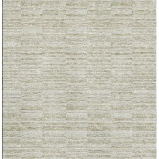 Taupe And Beige Striped Washable Area Rug With UV Protection Photo 4