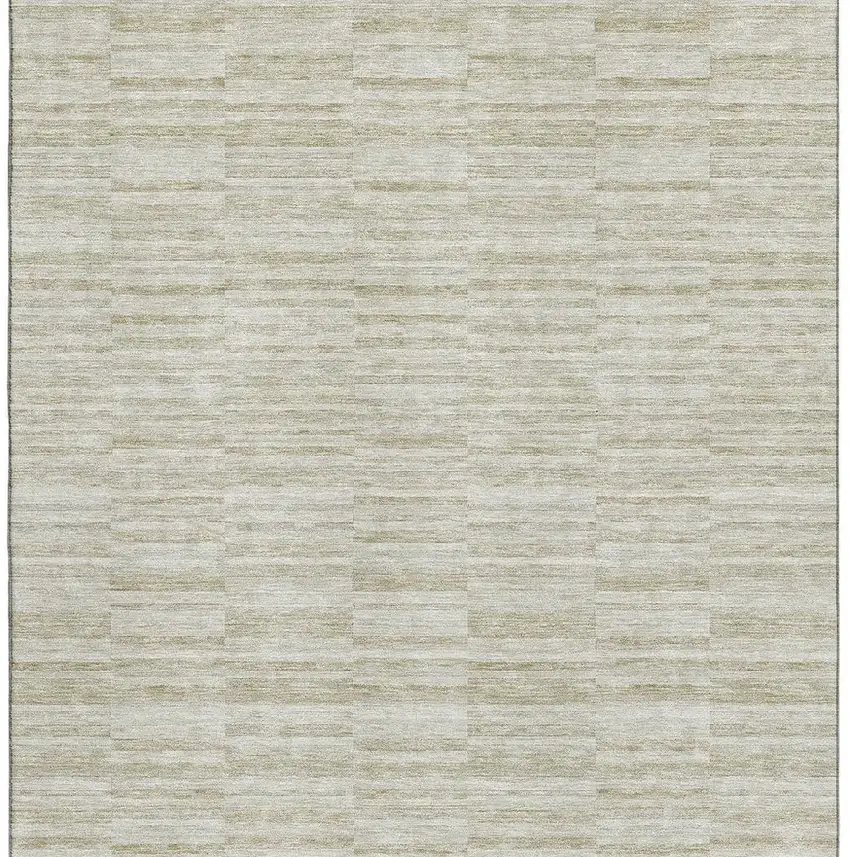 Taupe And Beige Striped Washable Area Rug With UV Protection Photo 4