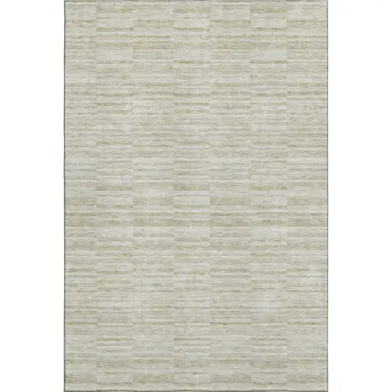 Taupe And Beige Striped Washable Area Rug With UV Protection Photo 1