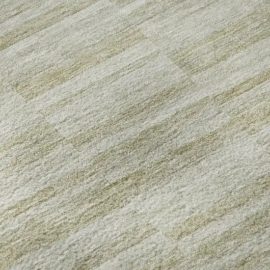 Taupe And Beige Striped Washable Area Rug With UV Protection Photo 9
