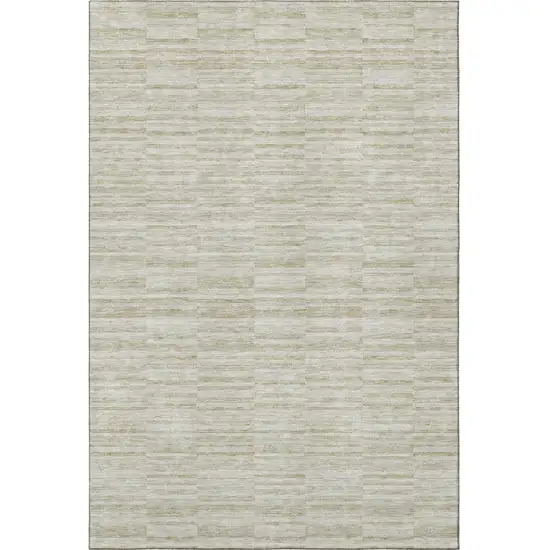 Taupe And Beige Striped Washable Area Rug With UV Protection Photo 4