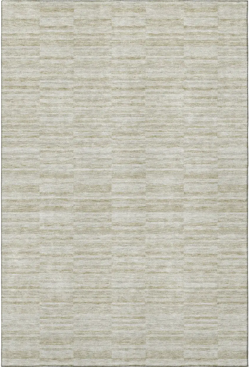 Taupe And Beige Striped Washable Area Rug With UV Protection Photo 4