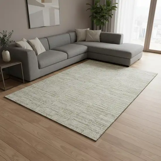 Taupe And Beige Striped Washable Area Rug With UV Protection Photo 2