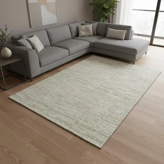 Taupe And Beige Striped Washable Area Rug With UV Protection Photo 2