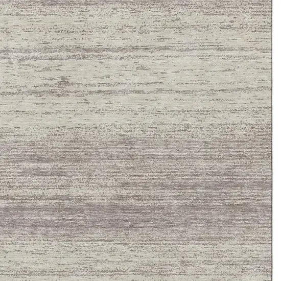 Taupe And Beige Striped Washable Area Rug With UV Protection Photo 3