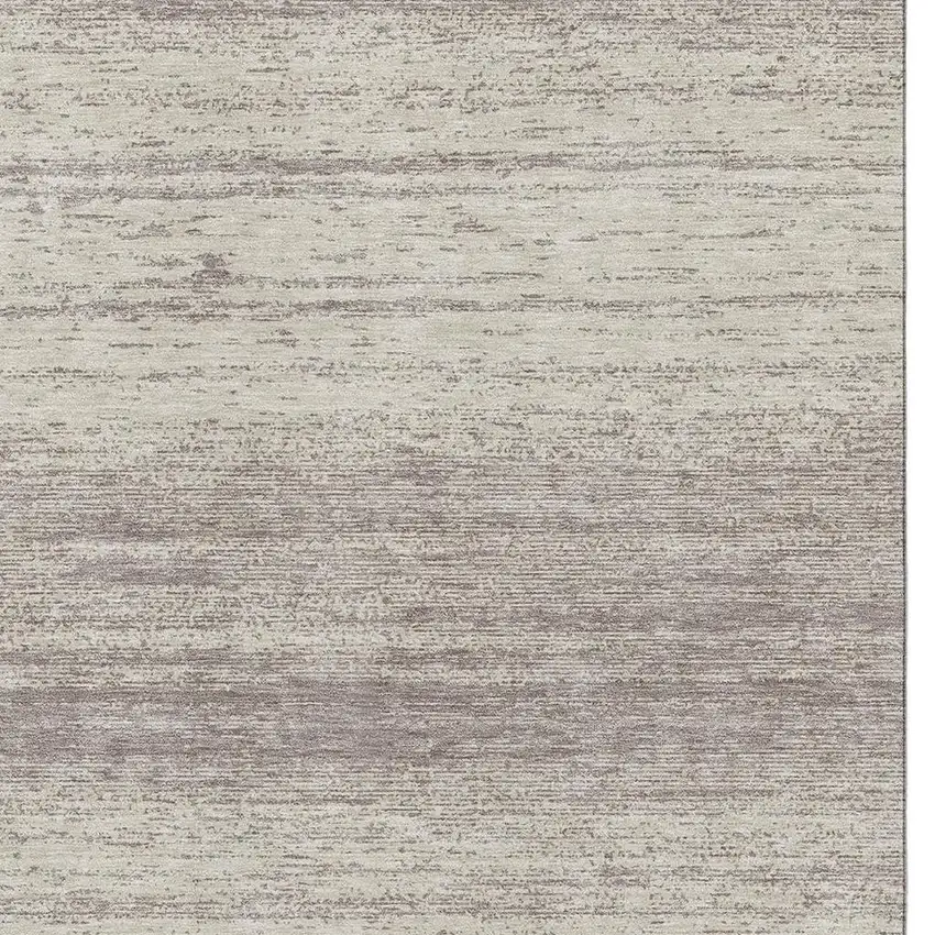 Taupe And Beige Striped Washable Area Rug With UV Protection Photo 3