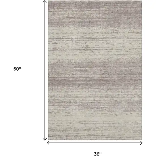 Taupe And Beige Striped Washable Area Rug With UV Protection Photo 3