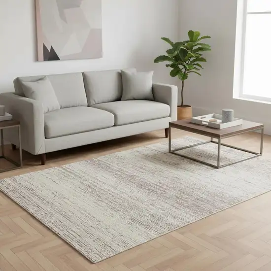 Taupe And Beige Striped Washable Area Rug With UV Protection Photo 2