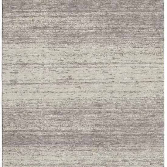 Taupe And Beige Striped Washable Area Rug With UV Protection Photo 4
