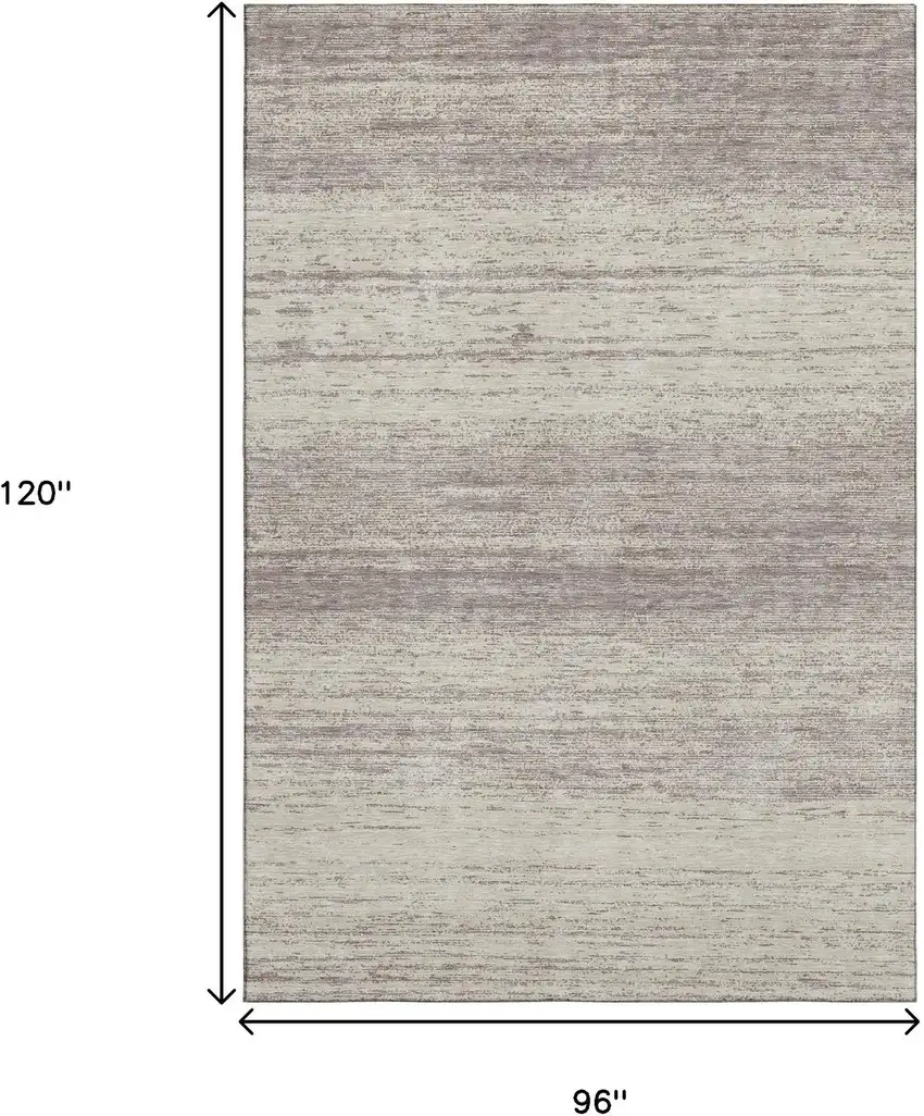 Taupe And Beige Striped Washable Area Rug With UV Protection Photo 3