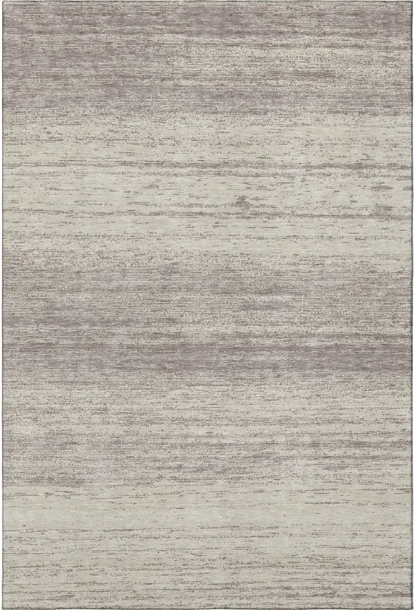 Taupe And Beige Striped Washable Area Rug With UV Protection Photo 4