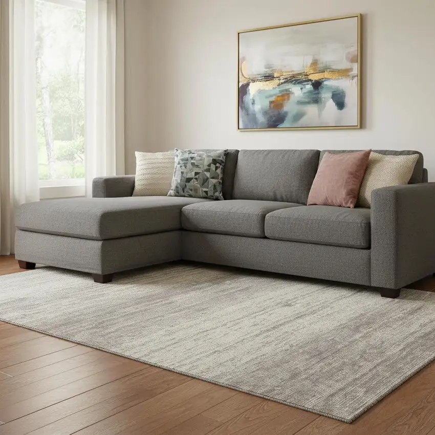 Taupe And Beige Striped Washable Area Rug With UV Protection Photo 1