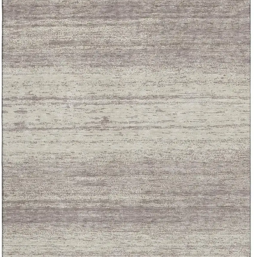 Taupe And Beige Striped Washable Area Rug With UV Protection Photo 3