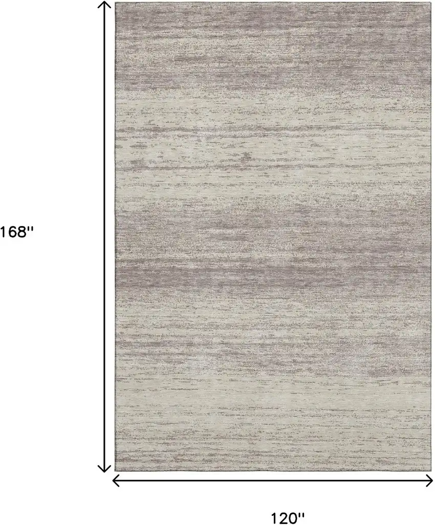 Taupe And Beige Striped Washable Area Rug With UV Protection Photo 3