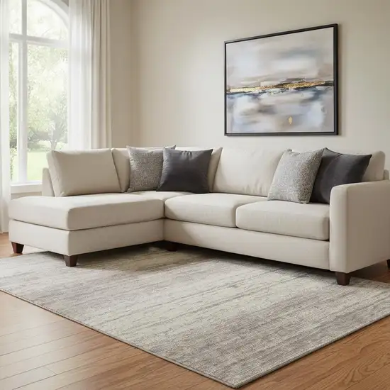 Taupe And Beige Striped Washable Area Rug With UV Protection Photo 1