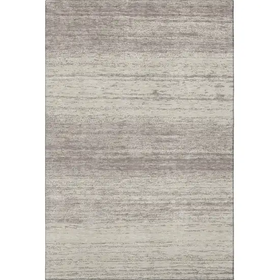 Taupe And Beige Striped Washable Area Rug With UV Protection Photo 3