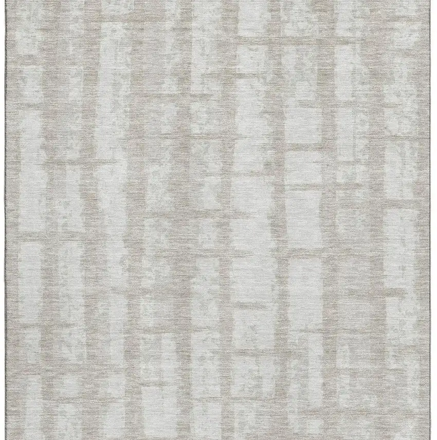 Taupe And Beige Striped Washable Area Rug With UV Protection Photo 4
