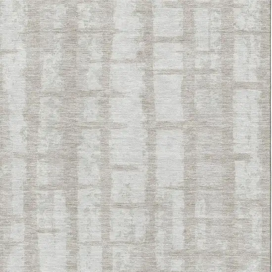 Taupe And Beige Striped Washable Area Rug With UV Protection Photo 3
