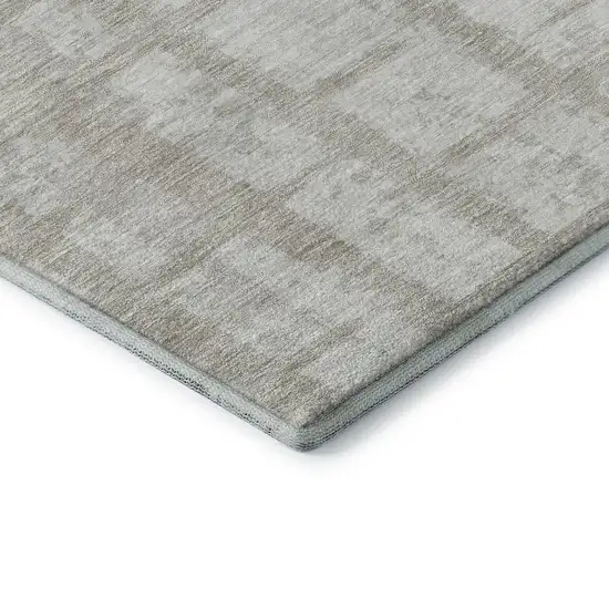 Taupe And Beige Striped Washable Area Rug With UV Protection Photo 8