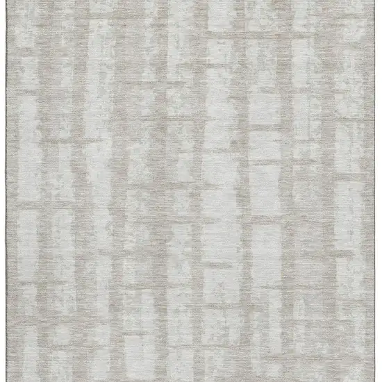 Taupe And Beige Striped Washable Area Rug With UV Protection Photo 4