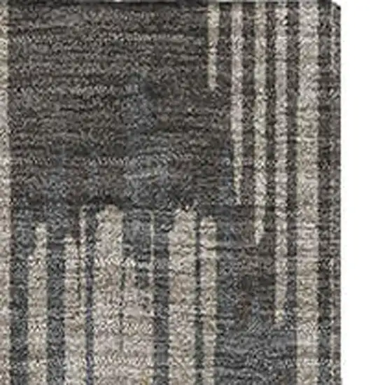 Taupe And Beige Striped Washable Area Rug With UV Protection Photo 5