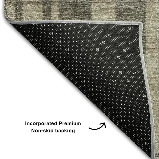 Taupe And Beige Striped Washable Area Rug With UV Protection Photo 6