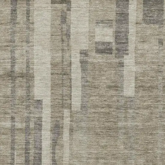 Taupe And Beige Striped Washable Area Rug With UV Protection Photo 2