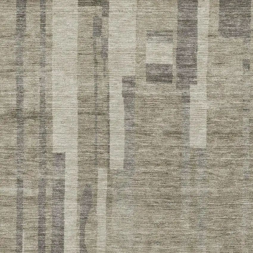 Taupe And Beige Striped Washable Area Rug With UV Protection Photo 2