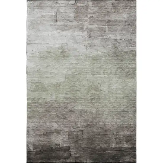 Taupe And Beige Striped Washable Area Rug With UV Protection Photo 1