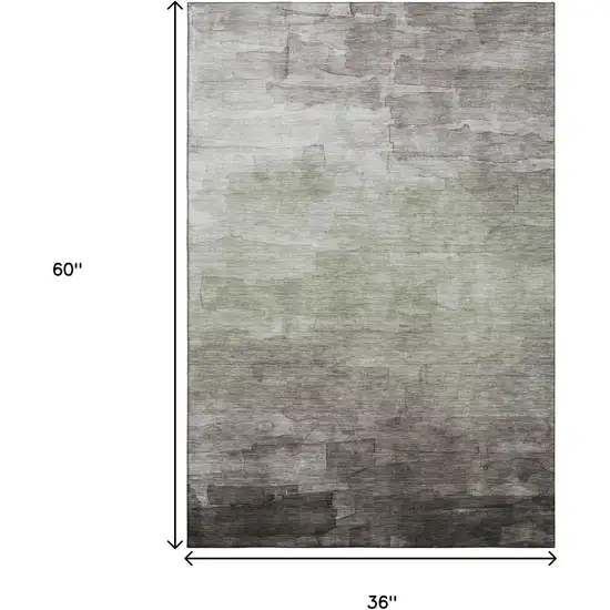 Taupe And Beige Striped Washable Area Rug With UV Protection Photo 3