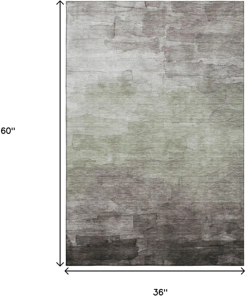 Taupe And Beige Striped Washable Area Rug With UV Protection Photo 3