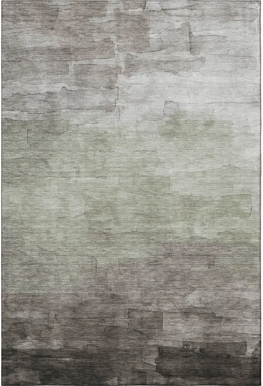 Taupe And Beige Striped Washable Area Rug With UV Protection Photo 3