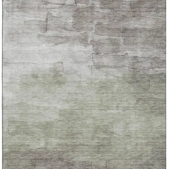 Taupe And Beige Striped Washable Area Rug With UV Protection Photo 2