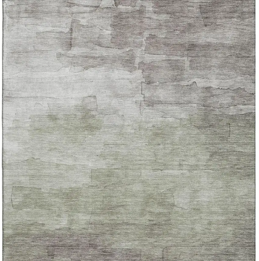Taupe And Beige Striped Washable Area Rug With UV Protection Photo 2
