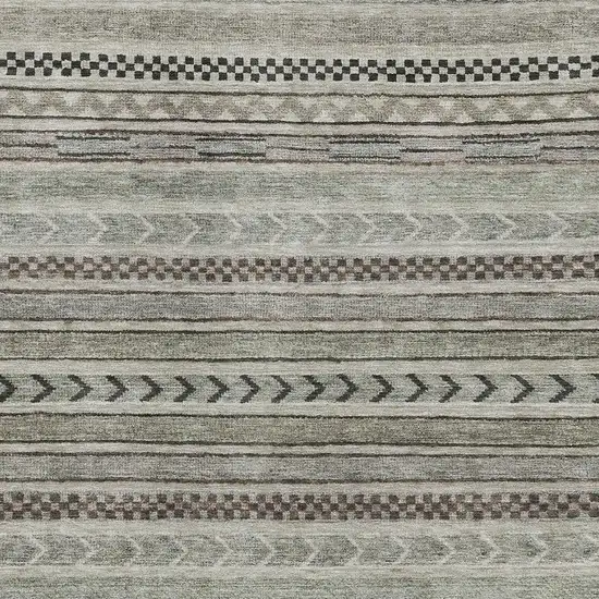 Taupe And Beige Striped Washable Area Rug With UV Protection Photo 3