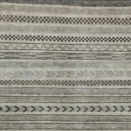 Taupe And Beige Striped Washable Area Rug With UV Protection Photo 2