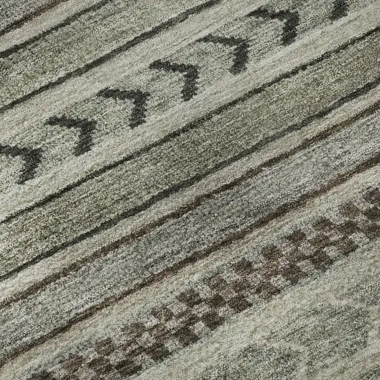 Taupe And Beige Striped Washable Area Rug With UV Protection Photo 9