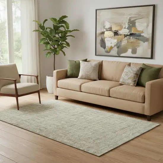 Taupe And Beige Striped Washable Area Rug With UV Protection Photo 2