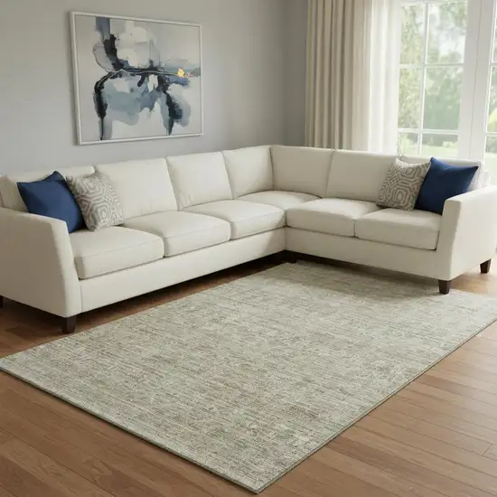 Taupe And Beige Striped Washable Area Rug With UV Protection Photo 2