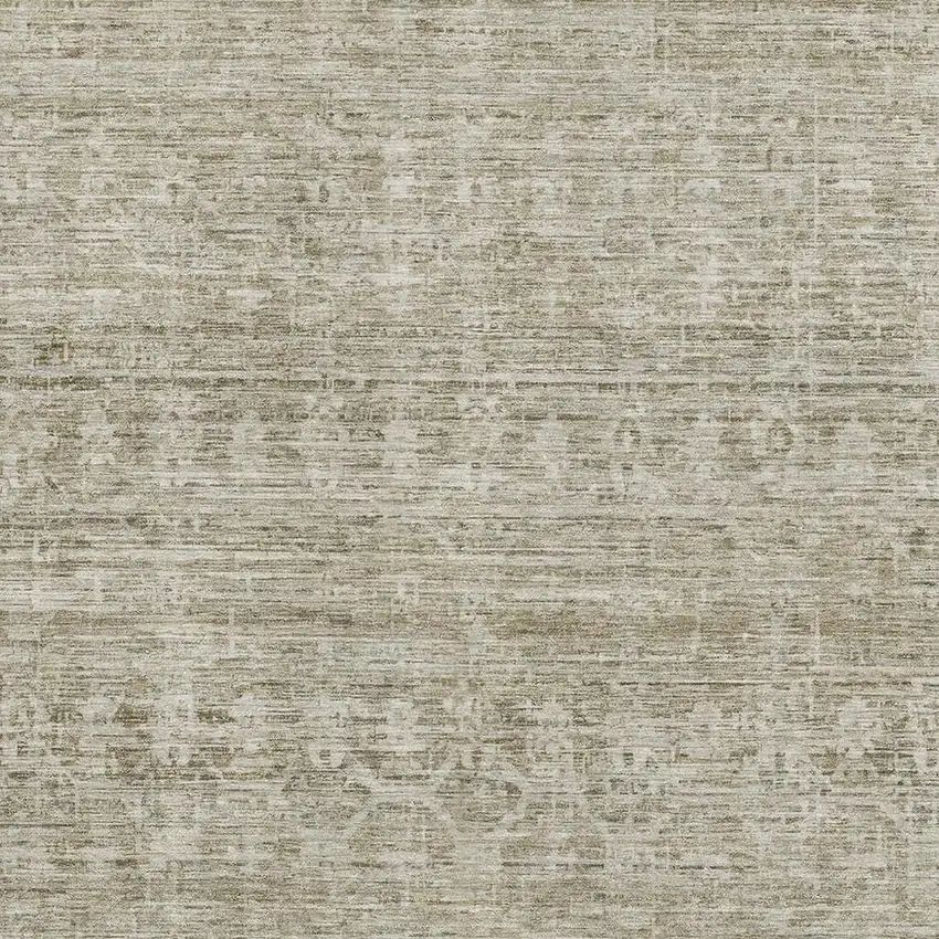 Taupe And Beige Striped Washable Area Rug With UV Protection Photo 2