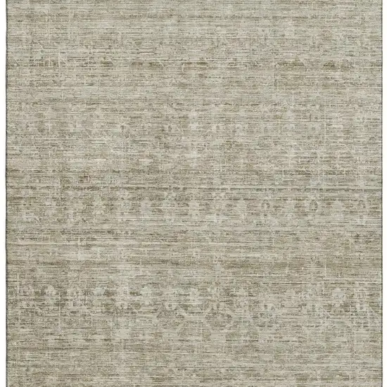 Taupe And Beige Striped Washable Area Rug With UV Protection Photo 3