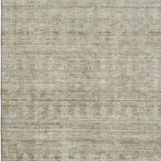 Taupe And Beige Striped Washable Area Rug With UV Protection Photo 2