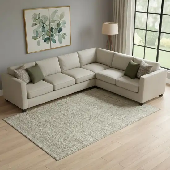 Taupe And Beige Striped Washable Area Rug With UV Protection Photo 2