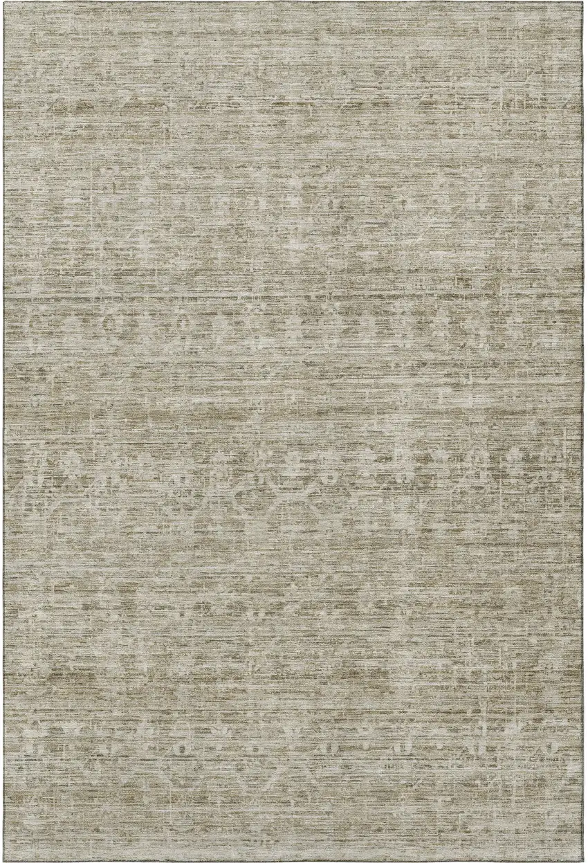 Taupe And Beige Striped Washable Area Rug With UV Protection Photo 3