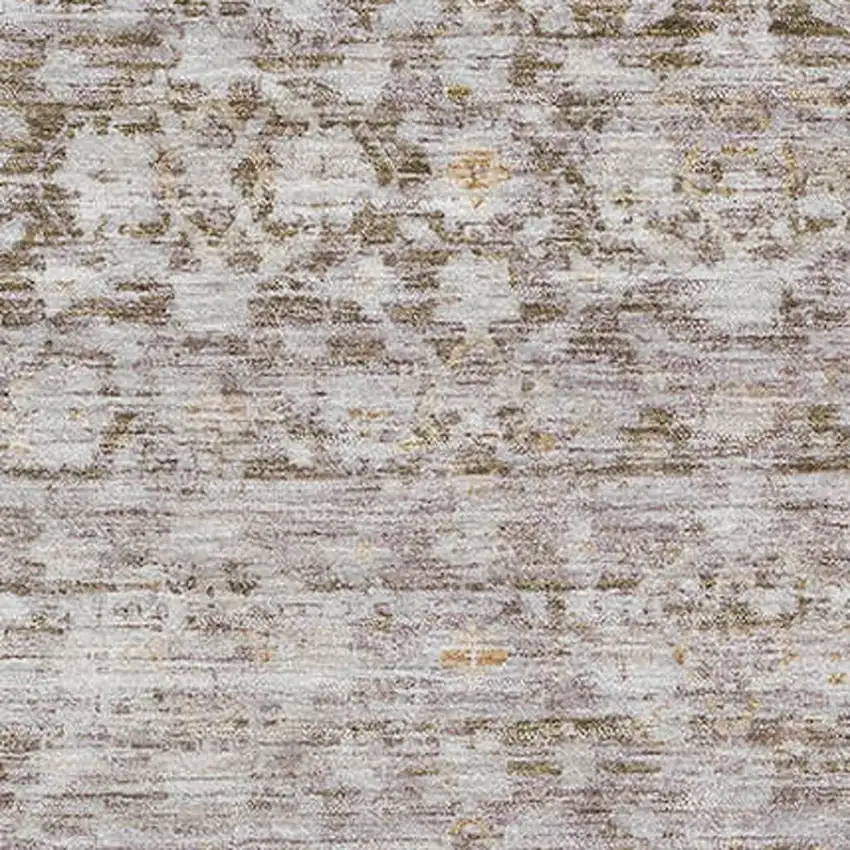 Taupe And Beige Striped Washable Area Rug With UV Protection Photo 2