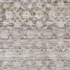 Photo of Taupe And Beige Striped Washable Area Rug With UV Protection