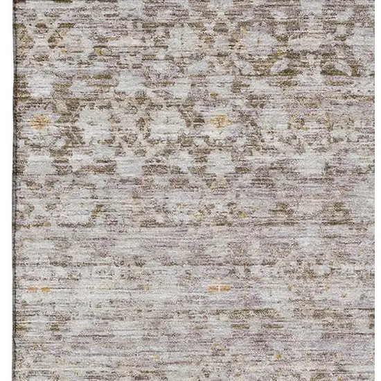 Taupe And Beige Striped Washable Area Rug With UV Protection Photo 3