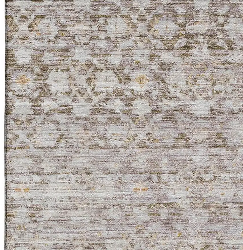 Taupe And Beige Striped Washable Area Rug With UV Protection Photo 3