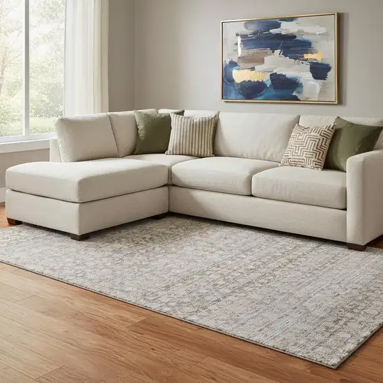 Taupe And Beige Striped Washable Area Rug With UV Protection Photo 2