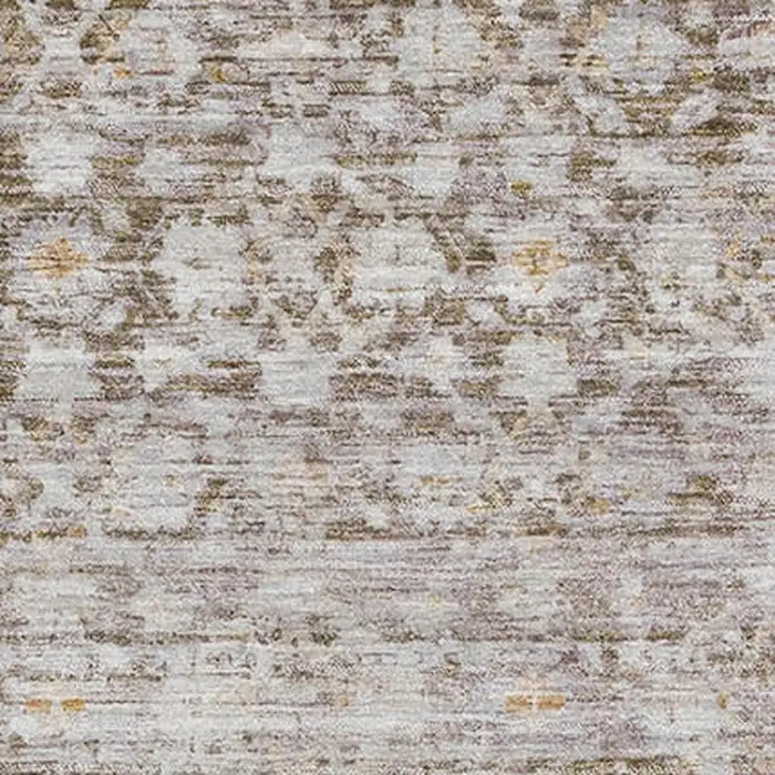 Taupe And Beige Striped Washable Area Rug With UV Protection Photo 2